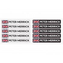 Custom Name & Flag Bike Frame Stickers (10 Pack)